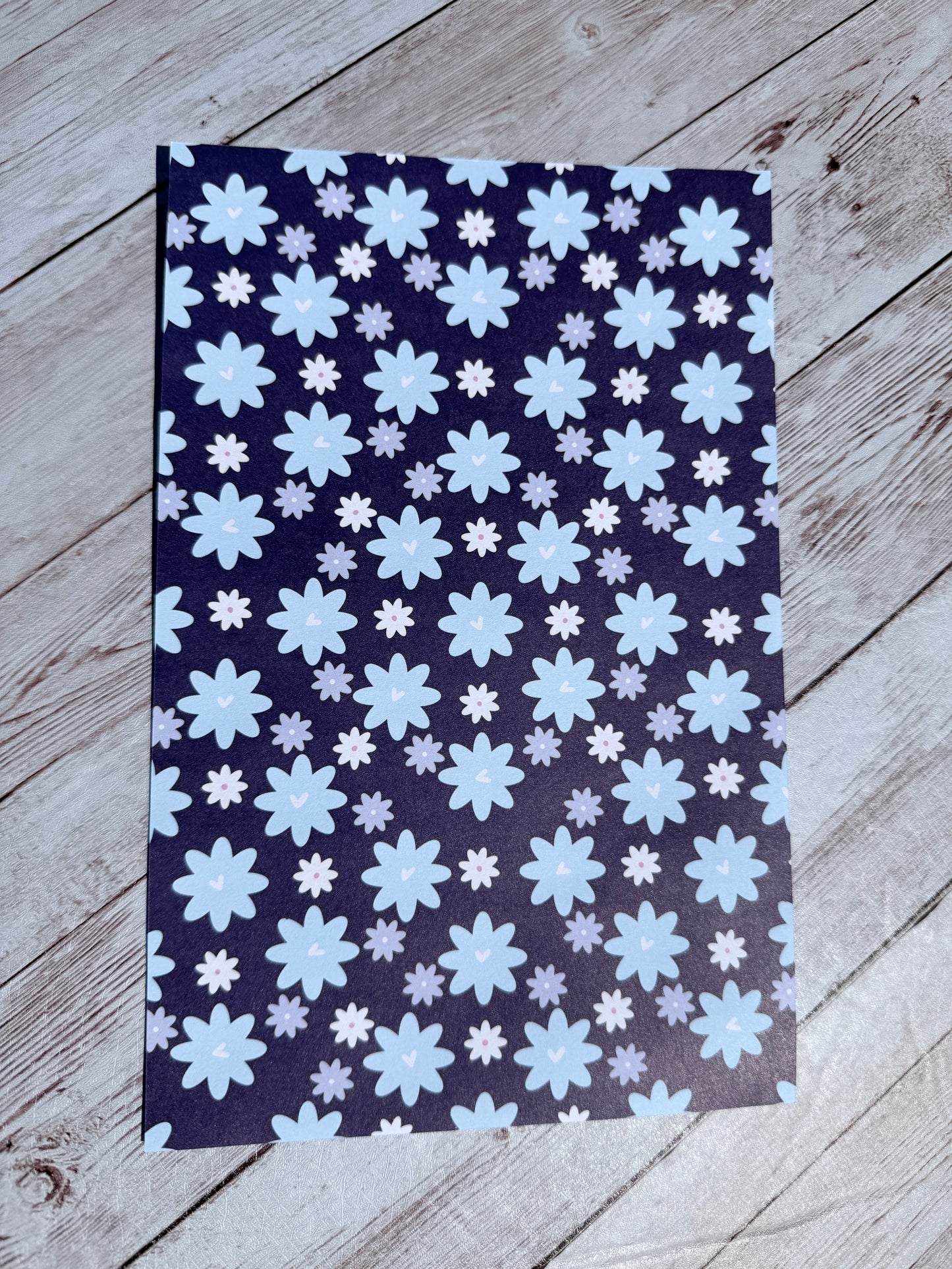 Navy and Periwinkle Florals Journal/Scrapbook Paper