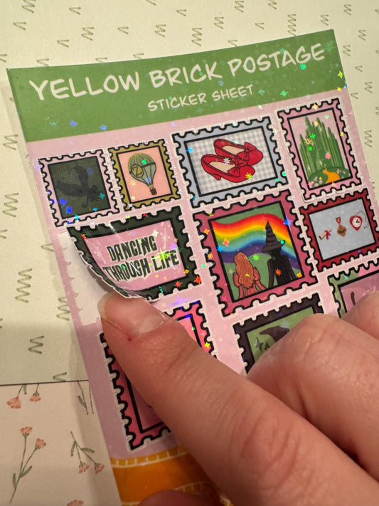 Yellow Brick Postage Stamp Classic Sticker Sheet