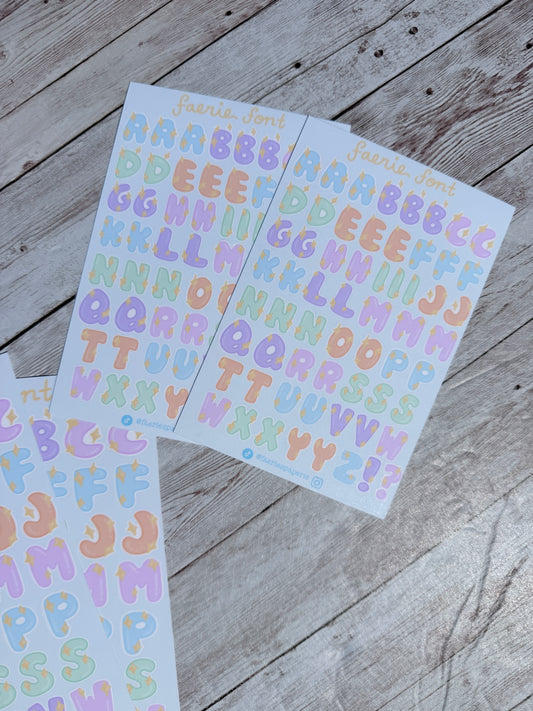 Faerie Font Letters Sticker Sheet