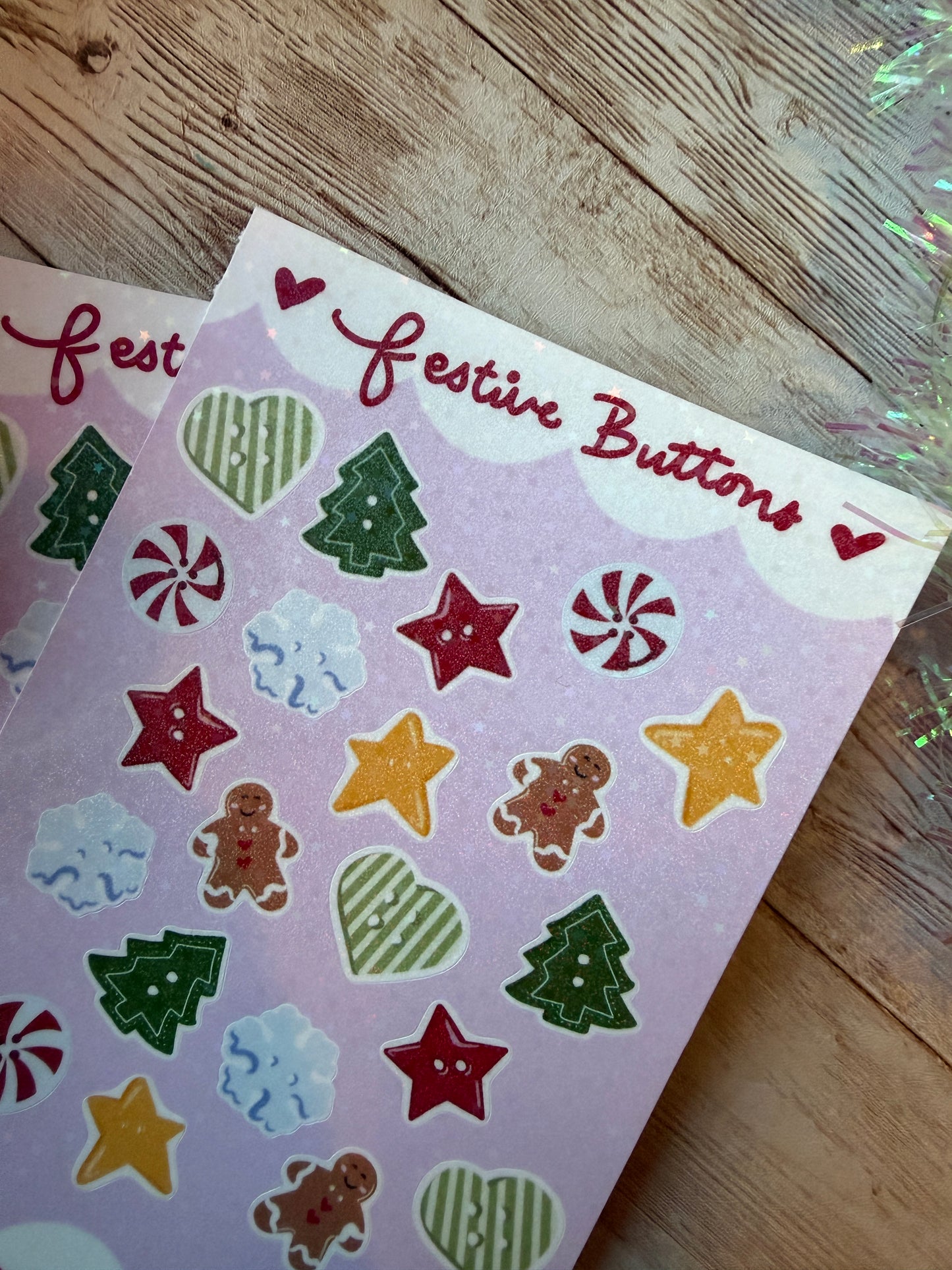Festive Buttons Classic Holiday Sticker Sheet