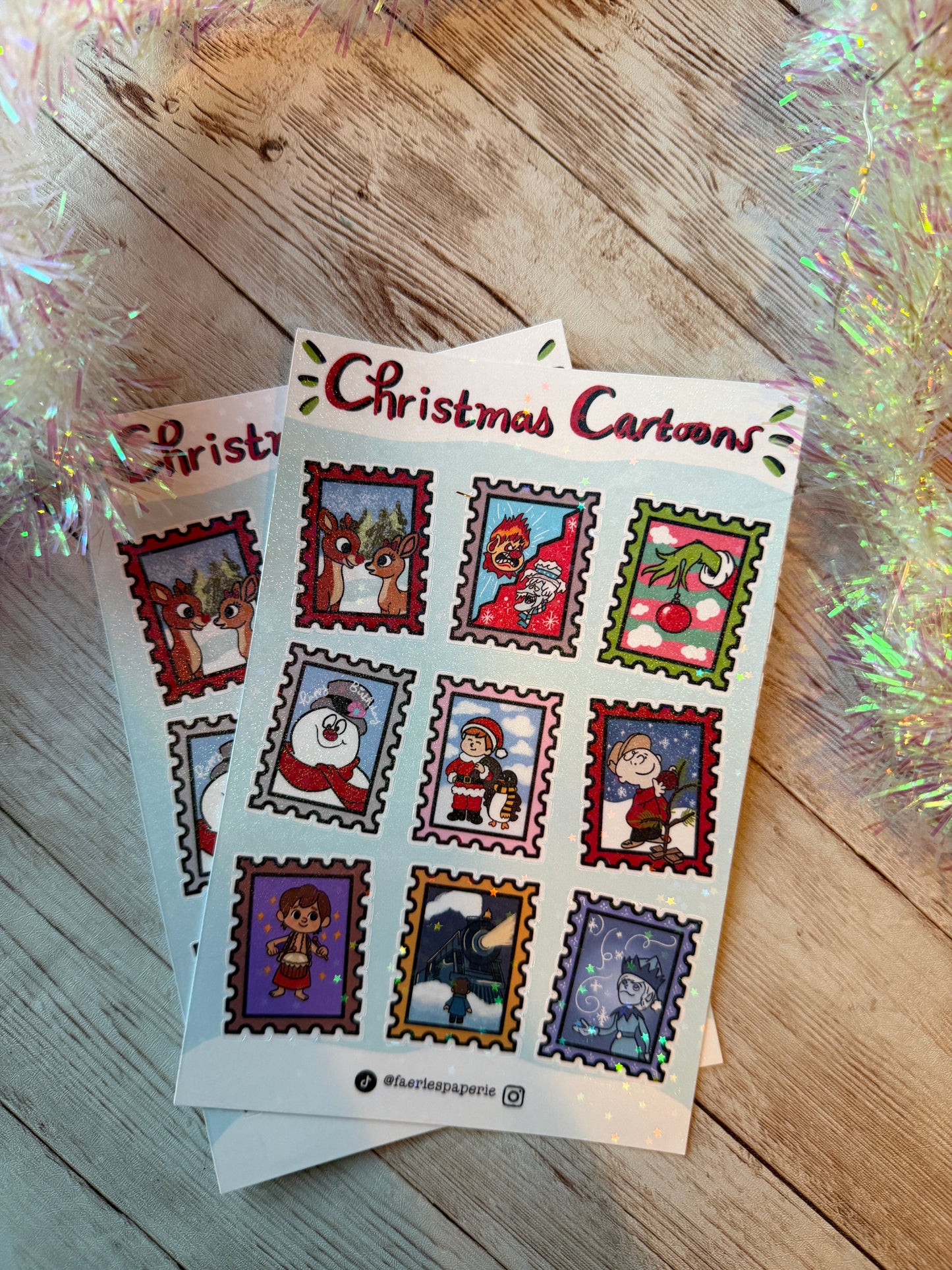 Christmas Cartoons Stamp Classic Sticker Sheet