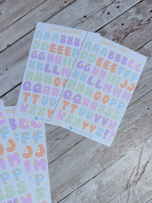 Faerie Font Letters Sticker Sheet