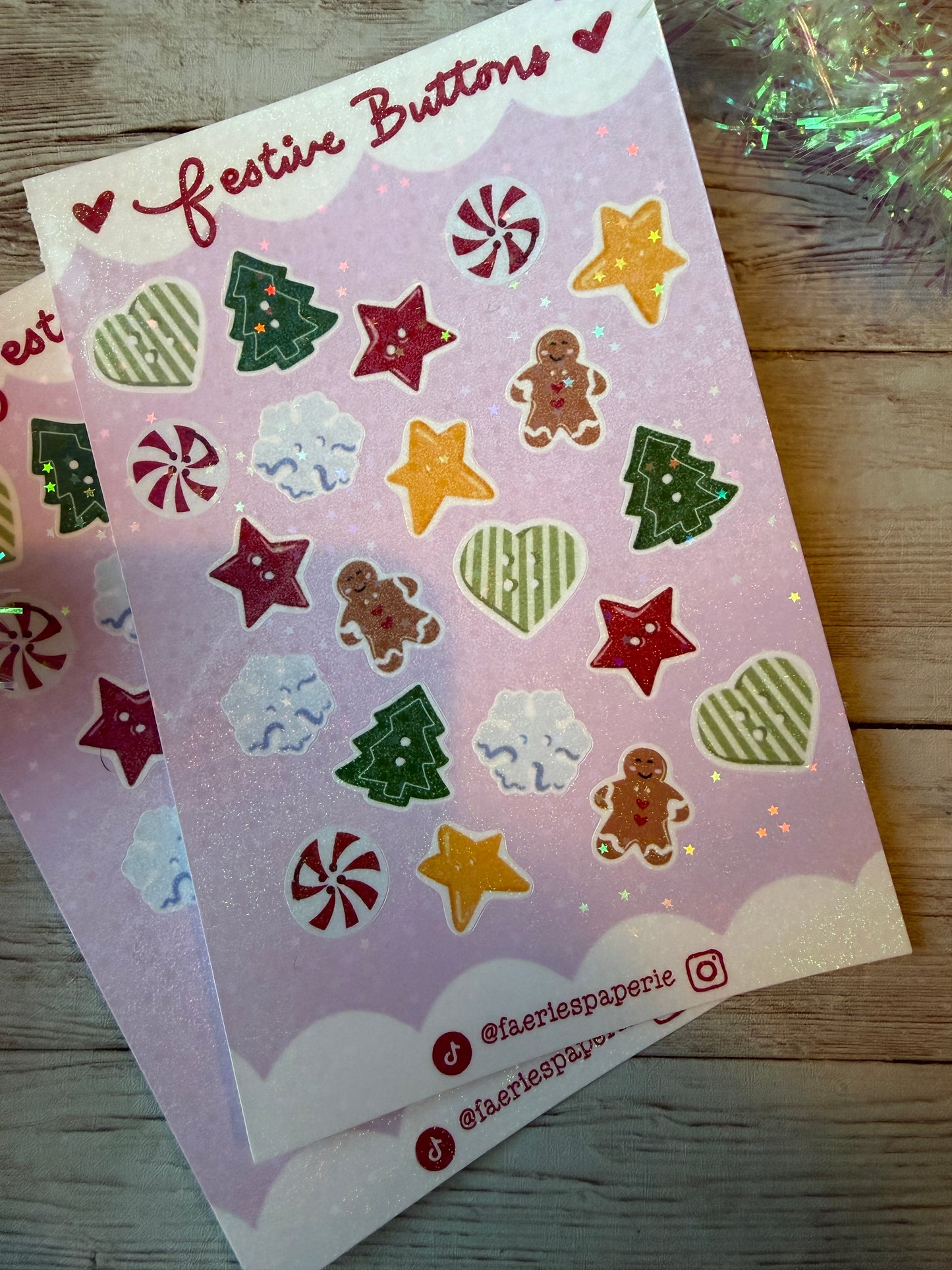 Festive Buttons Classic Holiday Sticker Sheet